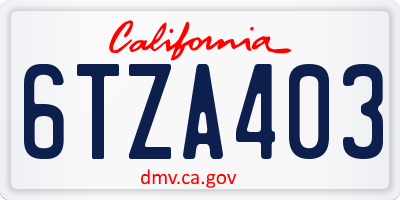 CA license plate 6TZA403