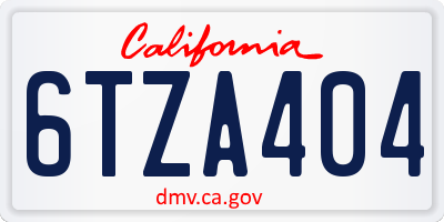 CA license plate 6TZA404