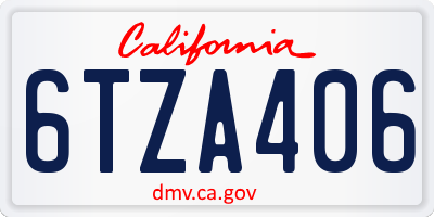 CA license plate 6TZA406