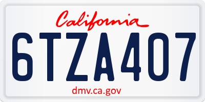 CA license plate 6TZA407