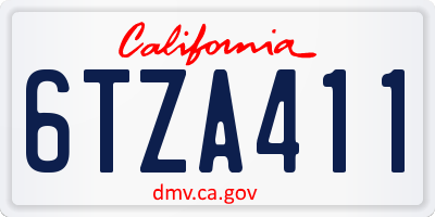 CA license plate 6TZA411