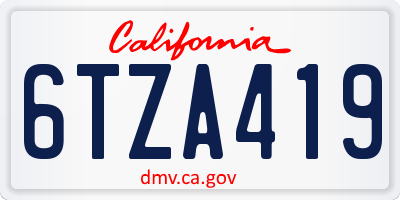 CA license plate 6TZA419