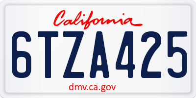 CA license plate 6TZA425