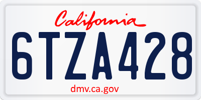 CA license plate 6TZA428