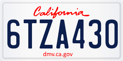 CA license plate 6TZA430