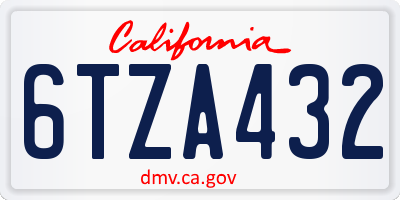 CA license plate 6TZA432