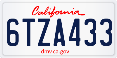 CA license plate 6TZA433