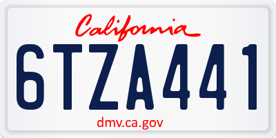 CA license plate 6TZA441