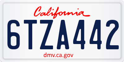 CA license plate 6TZA442
