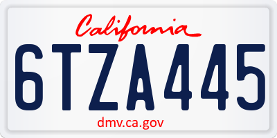 CA license plate 6TZA445