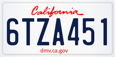 CA license plate 6TZA451