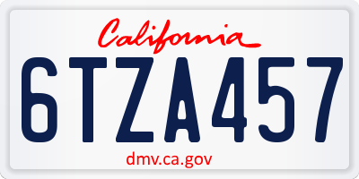 CA license plate 6TZA457