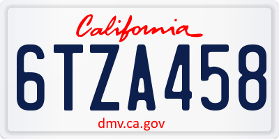 CA license plate 6TZA458