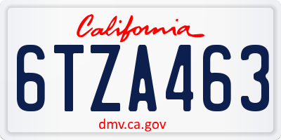 CA license plate 6TZA463
