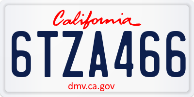 CA license plate 6TZA466
