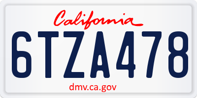 CA license plate 6TZA478