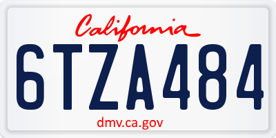 CA license plate 6TZA484