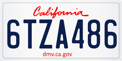 CA license plate 6TZA486