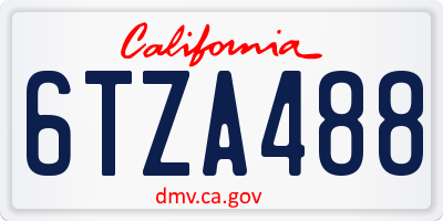 CA license plate 6TZA488