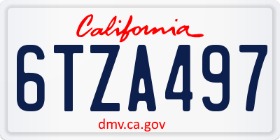CA license plate 6TZA497