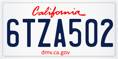 CA license plate 6TZA502