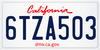 CA license plate 6TZA503