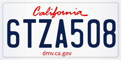 CA license plate 6TZA508