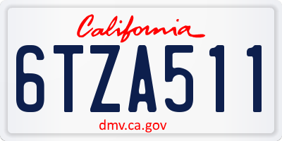 CA license plate 6TZA511