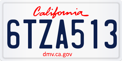 CA license plate 6TZA513
