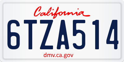 CA license plate 6TZA514