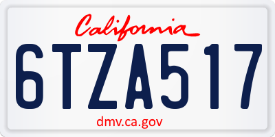 CA license plate 6TZA517