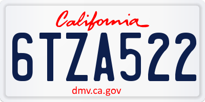 CA license plate 6TZA522