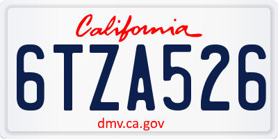 CA license plate 6TZA526