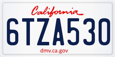 CA license plate 6TZA530