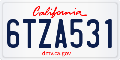 CA license plate 6TZA531