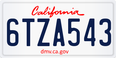 CA license plate 6TZA543