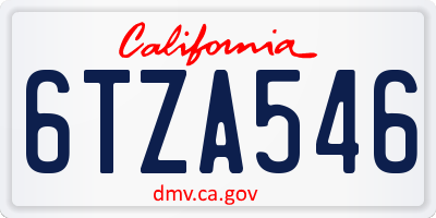 CA license plate 6TZA546