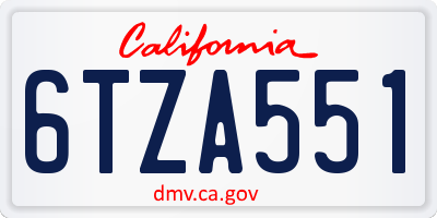 CA license plate 6TZA551