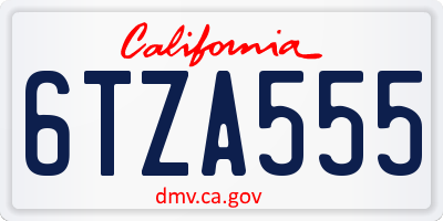CA license plate 6TZA555