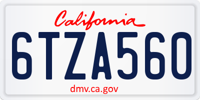 CA license plate 6TZA560