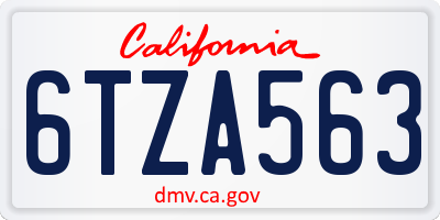 CA license plate 6TZA563