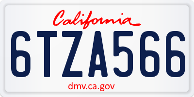 CA license plate 6TZA566