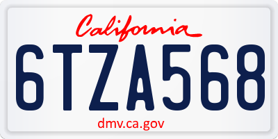 CA license plate 6TZA568