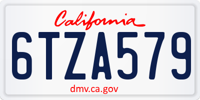 CA license plate 6TZA579