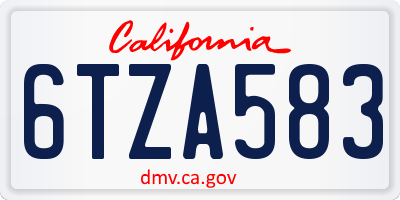 CA license plate 6TZA583