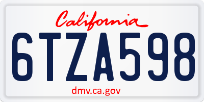 CA license plate 6TZA598