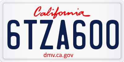 CA license plate 6TZA600