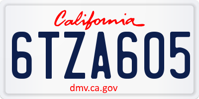 CA license plate 6TZA605
