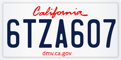 CA license plate 6TZA607