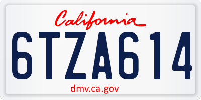 CA license plate 6TZA614